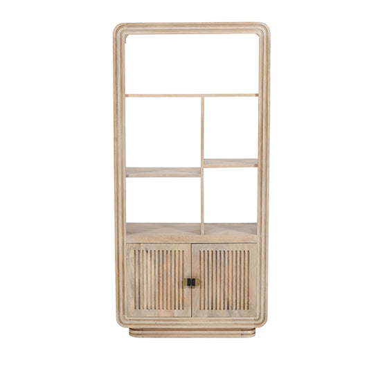 Hudson Carved Mango Wood Bookcase In Natural Oak
