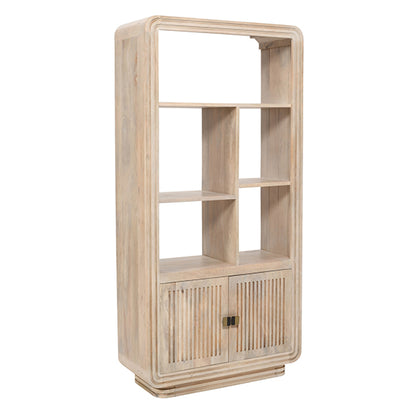 Hudson Carved Mango Wood Bookcase In Natural Oak