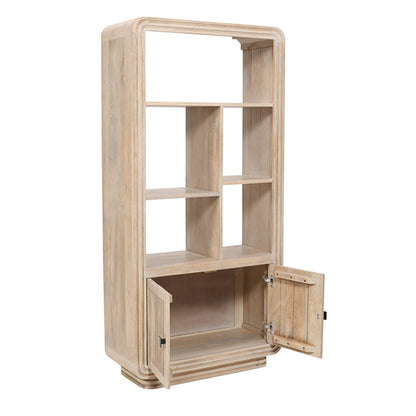 Hudson Carved Mango Wood Bookcase In Natural Oak