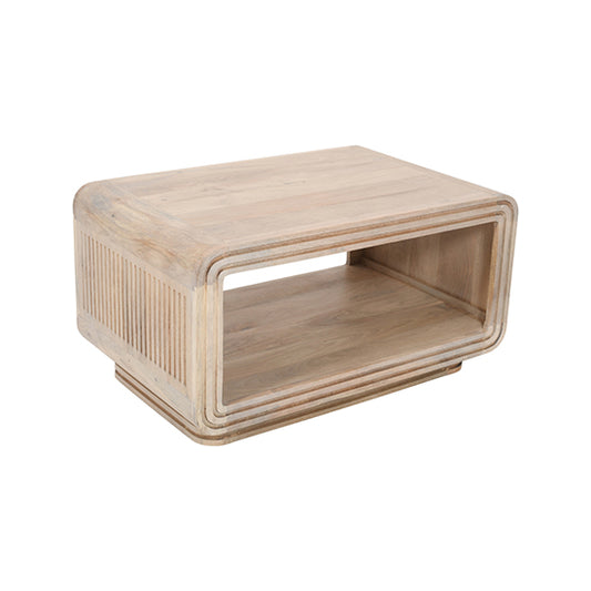 Hudson Carved Mango Wood Coffee Table In Natural Oak