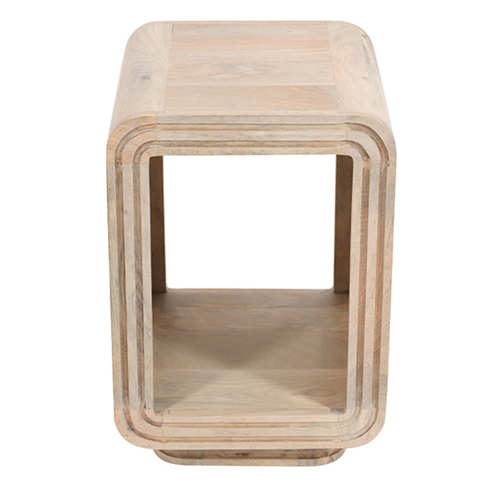 Hudson Carved Mango Wood Side Table In Natural Oak
