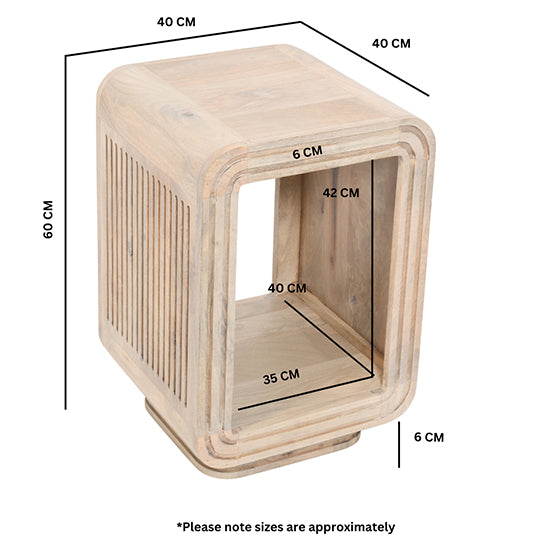 Hudson Carved Mango Wood Side Table In Natural Oak