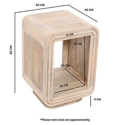 Hudson Carved Mango Wood Side Table In Natural Oak
