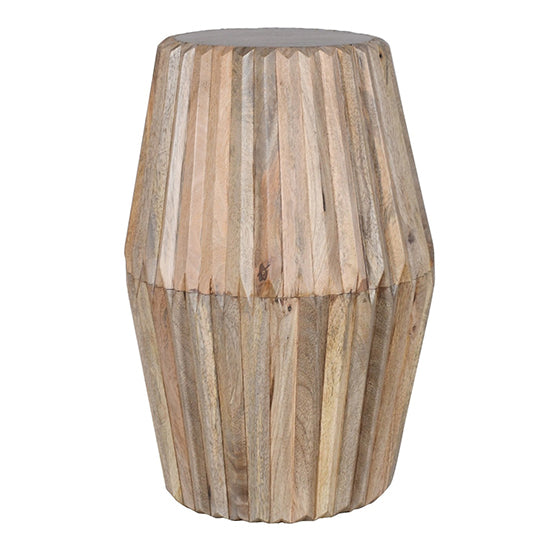 Hudson Carved Mango Wood Side Table Tall In Natural Oak