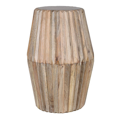 Hudson Carved Mango Wood Side Table Tall In Natural Oak