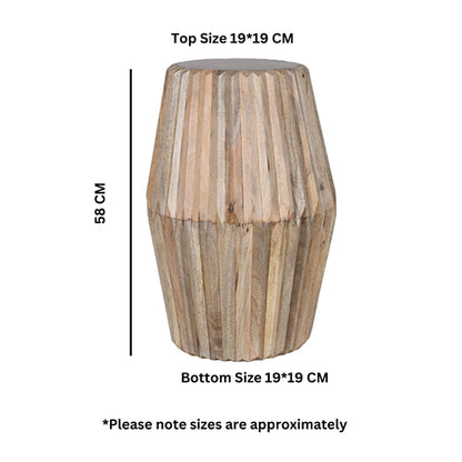 Hudson Carved Mango Wood Side Table Tall In Natural Oak