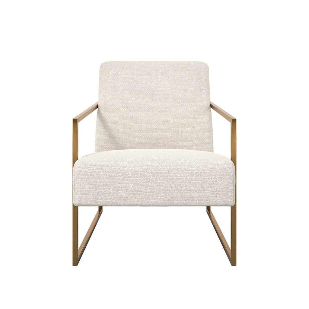 Ritz Tweed Fabric Amrchair in Beige With Gold Metal Frame