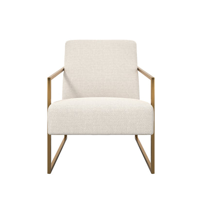 Ritz Tweed Fabric Amrchair in Beige With Gold Metal Frame