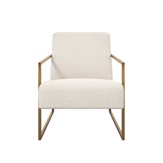 Ritz Tweed Fabric Amrchair in Beige With Gold Metal Frame