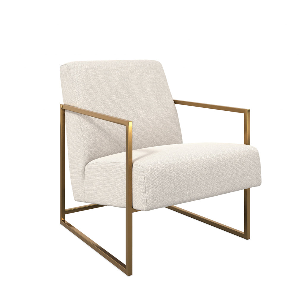 Ritz Tweed Fabric Amrchair in Beige With Gold Metal Frame