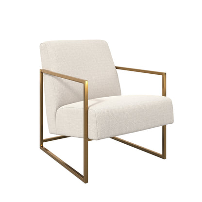 Ritz Tweed Fabric Amrchair in Beige With Gold Metal Frame
