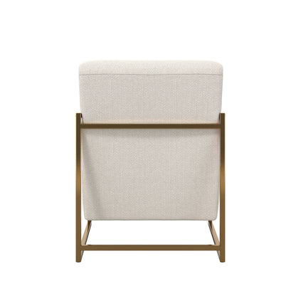 Ritz Tweed Fabric Amrchair in Beige With Gold Metal Frame