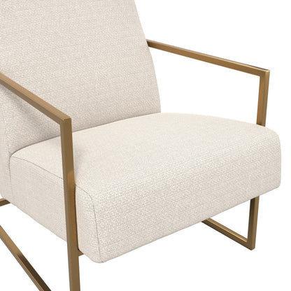 Ritz Tweed Fabric Amrchair in Beige With Gold Metal Frame