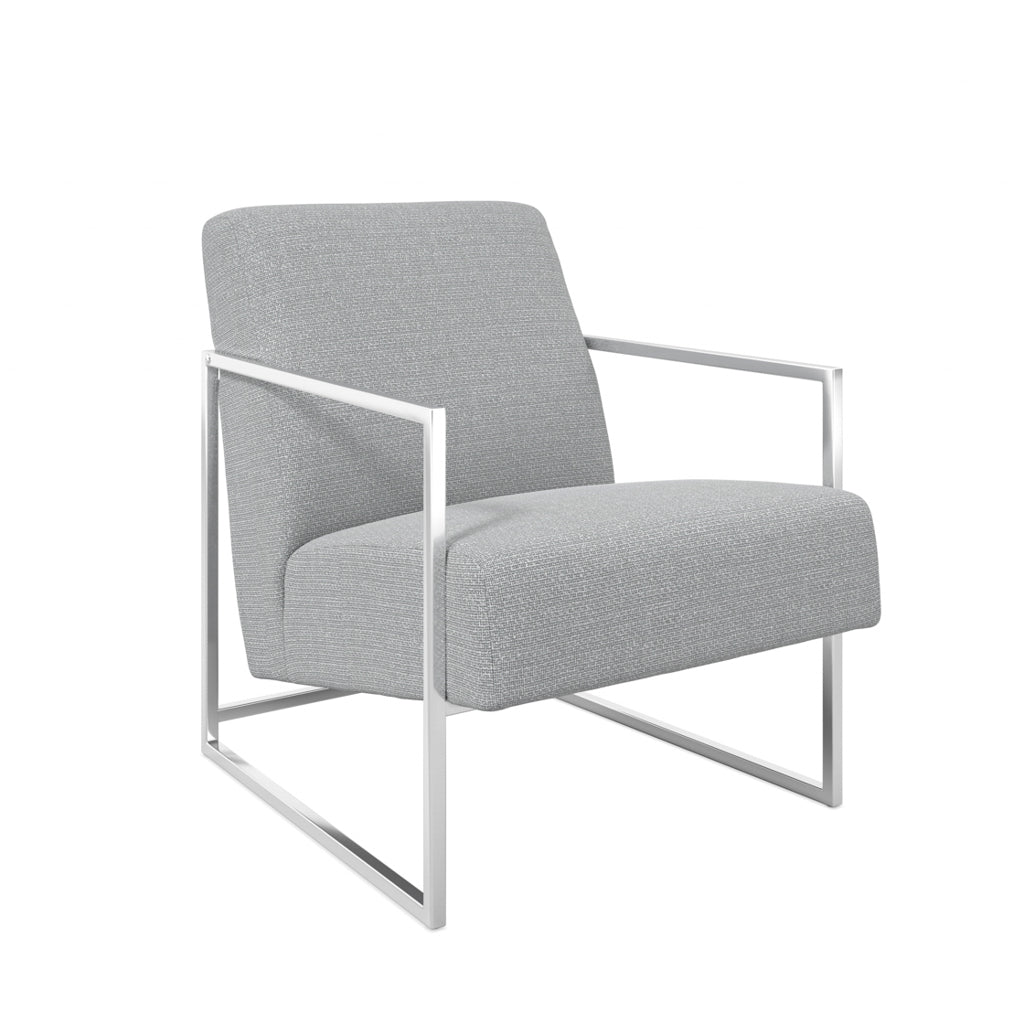Ritz Tweed Fabric Amrchair in Dove Grey With Silver Metal Frame