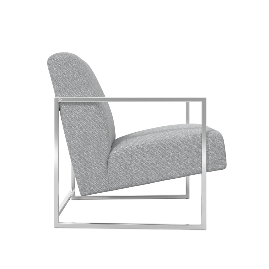 Ritz Tweed Fabric Amrchair in Dove Grey With Silver Metal Frame