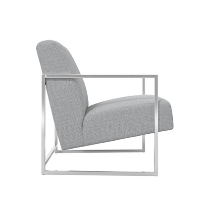 Ritz Tweed Fabric Amrchair in Dove Grey With Silver Metal Frame