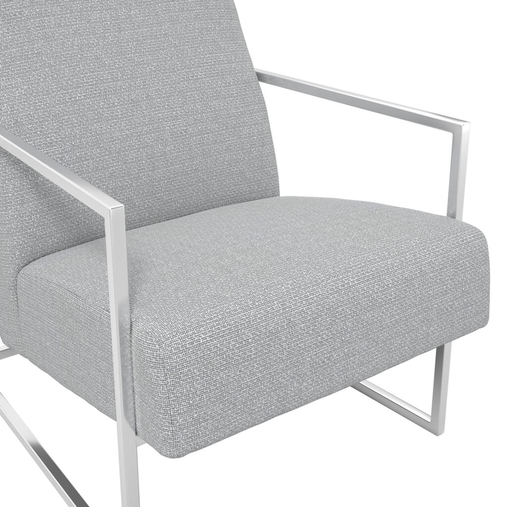 Ritz Tweed Fabric Amrchair in Dove Grey With Silver Metal Frame