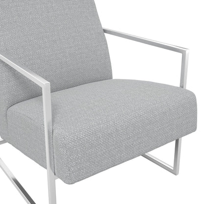 Ritz Tweed Fabric Amrchair in Dove Grey With Silver Metal Frame