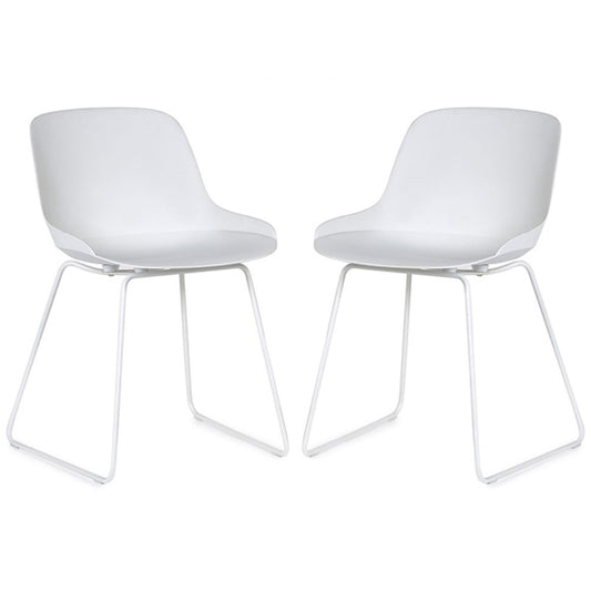 Rocco White Plastic Dining Chairs In Pair