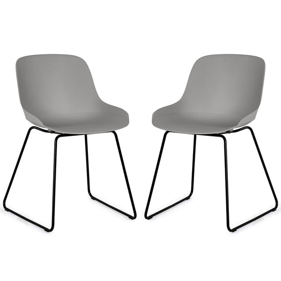 Rocco Light Grey Plastic Dining Chairs In Pair