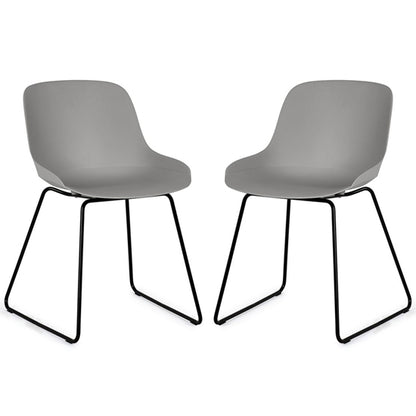 Rocco Light Grey Plastic Dining Chairs In Pair