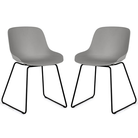 Rocco Light Grey Plastic Dining Chairs In Pair
