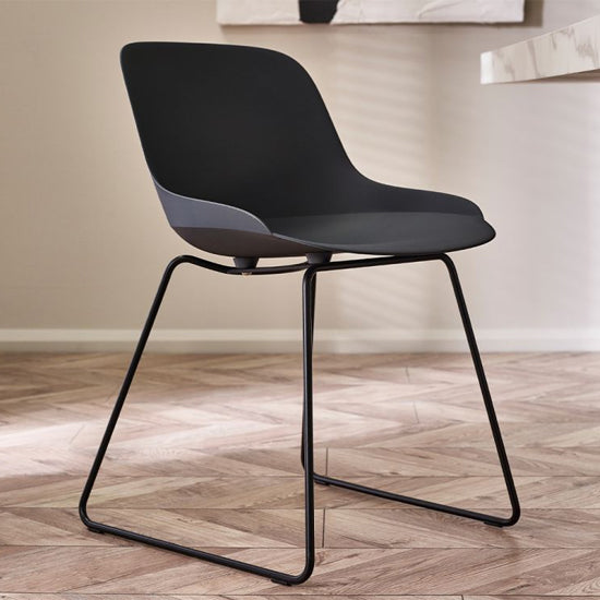 Rocco Plastic Dining Chair In Dark Grey
