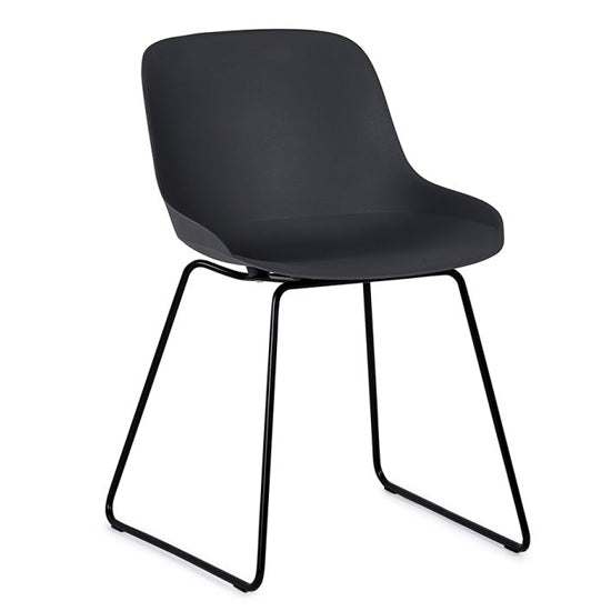 Rocco Dark Grey Plastic Dining Chairs In Pair