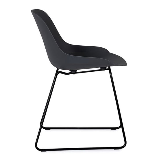 Rocco Dark Grey Plastic Dining Chairs In Pair