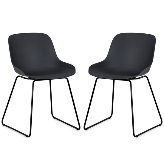 Rocco Dark Grey Plastic Dining Chairs In Pair