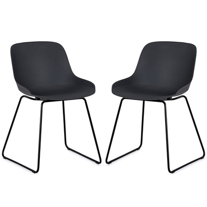 Rocco Dark Grey Plastic Dining Chairs In Pair