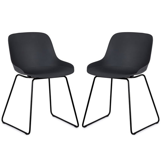 Rocco Dark Grey Plastic Dining Chairs In Pair
