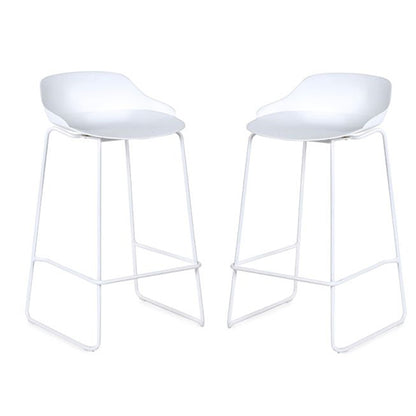 Rocco White Plastic Bar Stools In Pair