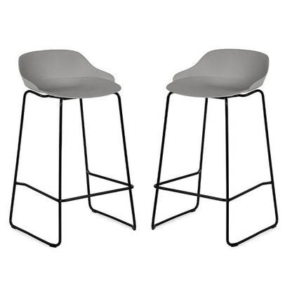 Rocco Light Grey Plastic Bar Stools In Pair