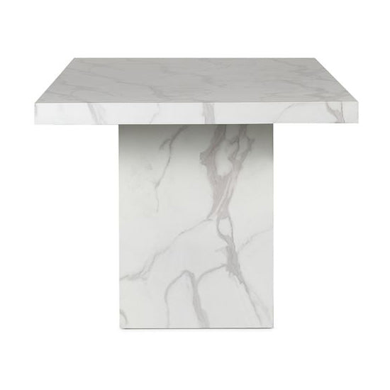 Rome Wooden Dining Table In White Marble Effect