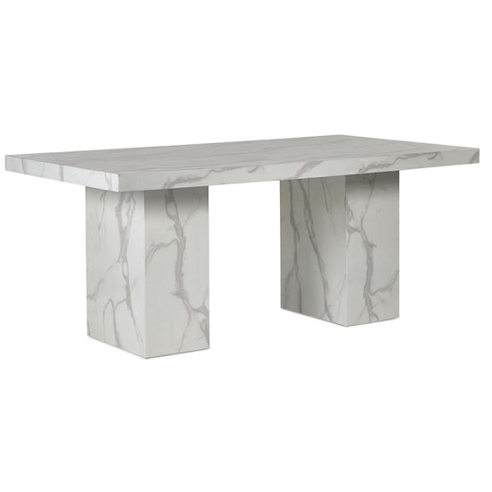 Rome Wooden Dining Table In White Marble Effect