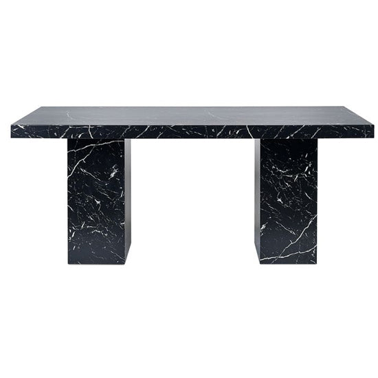 Rome Wooden Dining Table In Black Marble Effect