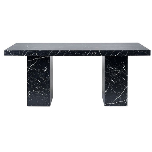 Rome Wooden Dining Table In Black Marble Effect