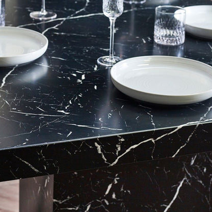 Rome Wooden Dining Table In Black Marble Effect