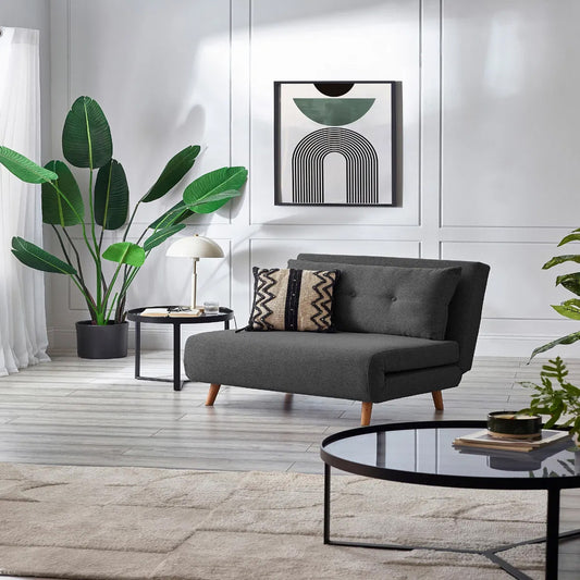 Rowan Fabric Single Sofa Bed In Mid Grey