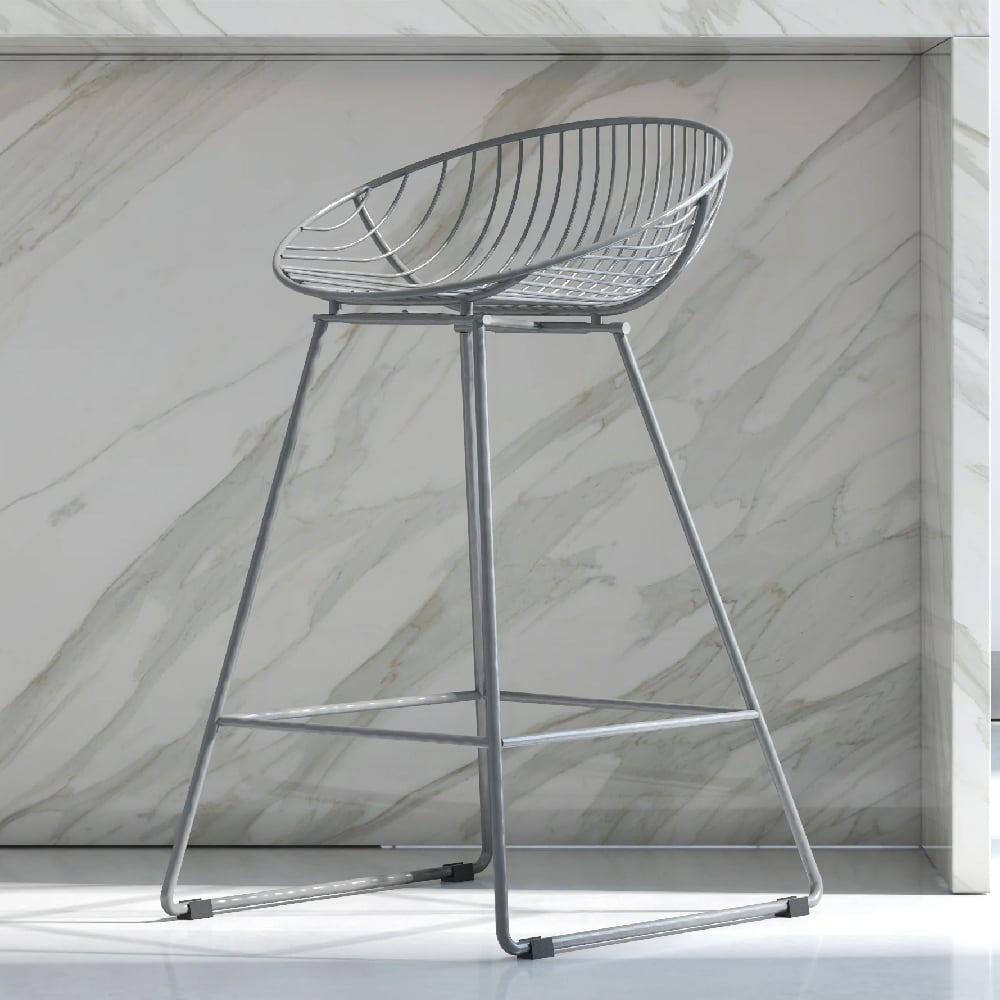 Ellis Metal Bar Chair In Grey