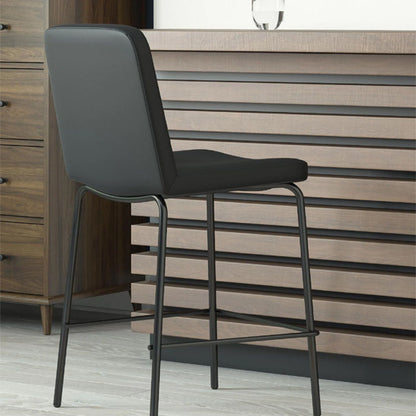 Corey Faux Leather Counter Bar Stool In Black