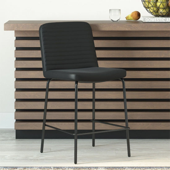 Corey Faux Leather Counter Bar Stool In Black