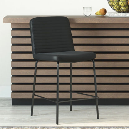 Corey Faux Leather Counter Bar Stool In Black