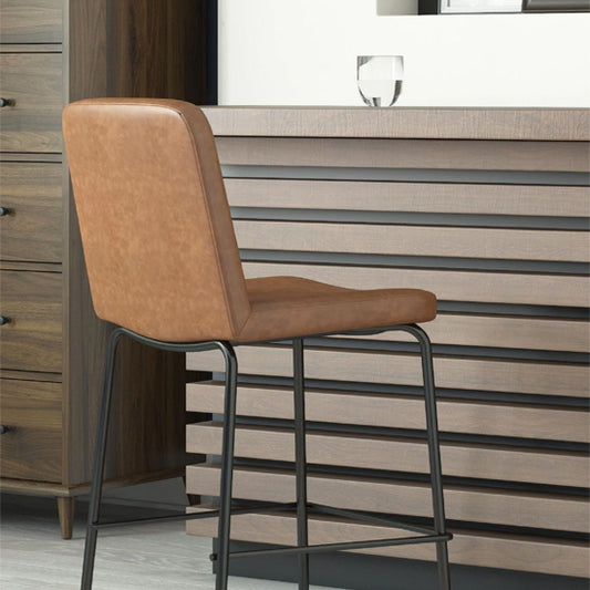 Corey Faux Leather Counter Bar Stool In Camel