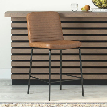 Corey Faux Leather Counter Bar Stool In Camel