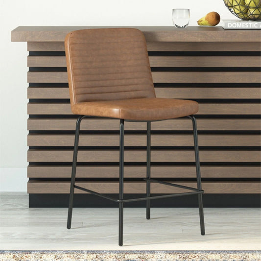 Corey Faux Leather Counter Bar Stool In Camel