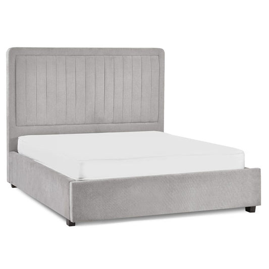 Savannah Fabric King Size Bed With Drawer In Grey