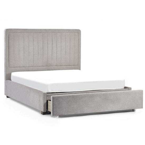 Savannah Fabric King Size Bed With Drawer In Grey