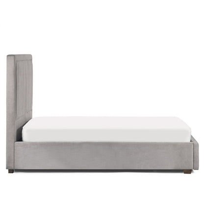 Savannah Fabric King Size Bed With Drawer In Grey